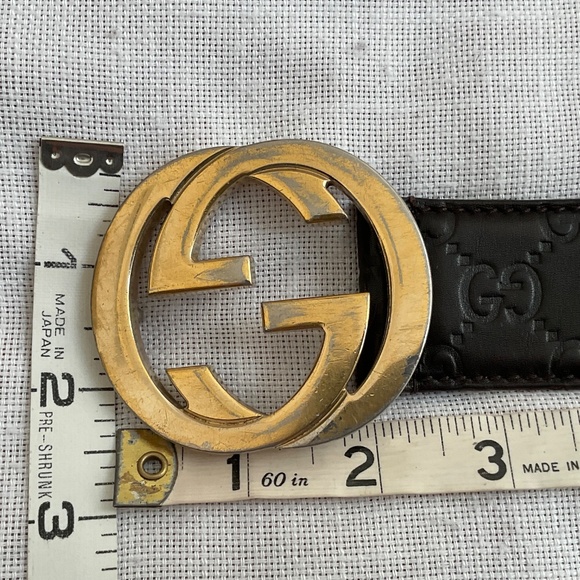 Gucci Guccissima Embossed Brown Leather Gg Marmont Belt Size 90/36 Made in Italy - Picture 4 of 13